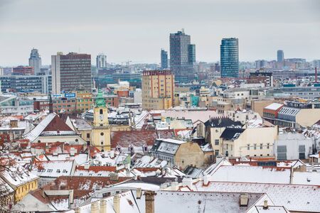 Bratislava, Slovakia - January 24th, 2016: Winter view of the city from the Bratislava Castle.のeditorial素材
