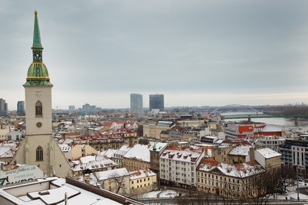 Bratislava, Slovakia - January 24th, 2016: Winter view of the city from the Bratislava Castle.のeditorial素材