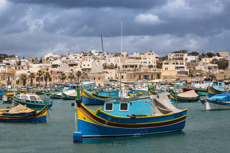 Fishing port of Marsaxlokk, Malta island, Mediterranean seaのeditorial素材