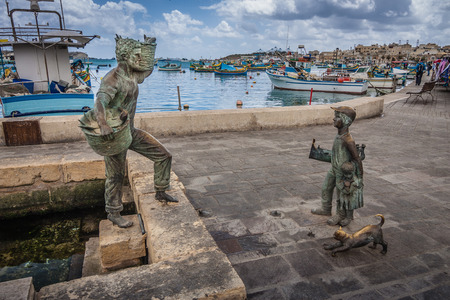 Marsaxlokk, Malta - 02 May 2016: Fishing port of Marsaxlokk, Malta island, Mediterranean seaのeditorial素材