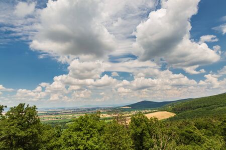 View from the Apponyi castle ruins from the 13th century. Oponice, Slovakia