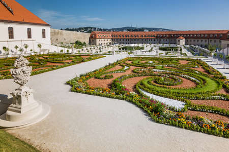 Restored baroque garden Bratislava Castle. Bratislava, capital of Slovakia.のeditorial素材