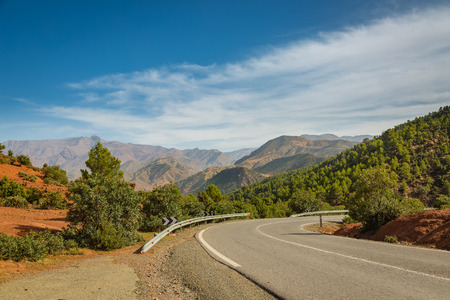 The road leading Atlas Mountains in Morocco. Roads in Morocco are in good technical condition.の写真素材