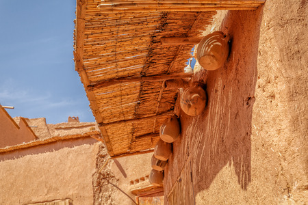 House detail in Ksar Ait Ben Haddou, Moroccoの写真素材