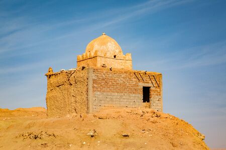 Traditional construction of small mosque in Tabourahte near Ait Ben Haddou, Moroccoの写真素材