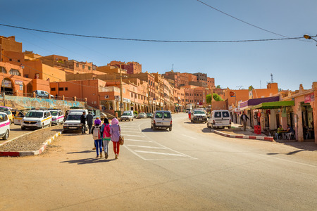 Boumalne Dades, Morocco - October 31, 2016: Everyday in the streets Boumalne Dades in Moroccoのeditorial素材