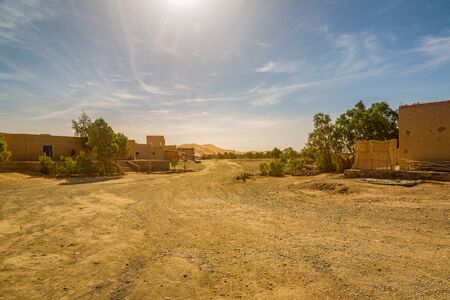 The scenery of the village of Merzouga on the edge of the Sahara, Moroccoの写真素材