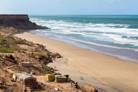 Rocky Atlantic coast in the southwest of Morocco near Chbika, Area Tan-Tanの写真素材
