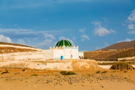 Mosque at cemetery of Sidi Ifni, Morocco. In the cemetery are buried people of different ethnicities and religions.の写真素材