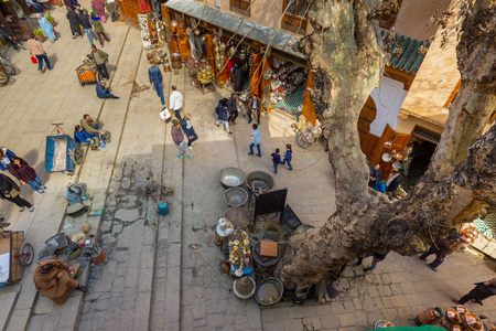 Fes, Morocco - February 28, 2017: Life in the old Medina Fesのeditorial素材