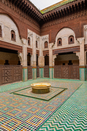 Interior of Madrasa Bou Inania in Meknes Medina, Moroccoのeditorial素材