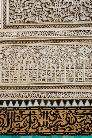 Interior of Madrasa Bou Inania in Meknes Medina, Moroccoの写真素材