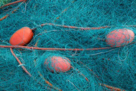 Detail of fishing net in the port of Sale, Moroccoの写真素材