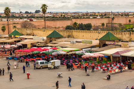 Meknes, Morocco - March 04, 2017: Meknes Square surrounded by wallsのeditorial素材