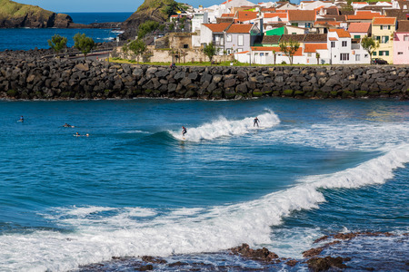Sao Rogue, Azores, Portugal - May 16, 2017: Surf School in Sao Rogue on Sao Miguel Island, Azores archipelago in the Atlantic Ocean, Portugalのeditorial素材