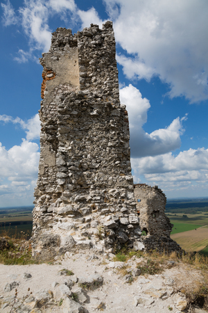 Ruins of medieval castle "Plavecky hrad". Slovakia, Central Europe.の写真素材
