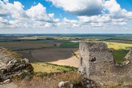 Ruins of medieval castle "Plavecky hrad". Slovakia, Central Europe.の写真素材