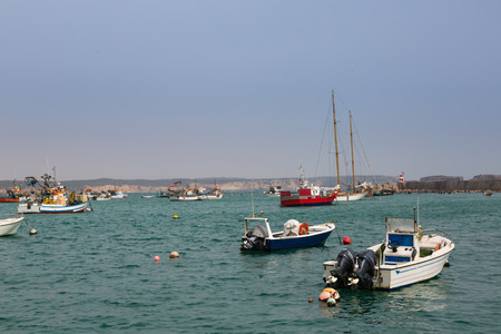 Fishing boats in the port of Sagres in the southwest cape of Europe. Most southwestern Atlantic coast of Portugal.のeditorial素材