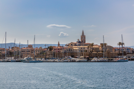 In the port of the old town of Alghero on the island of Sardinia