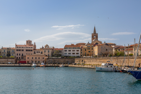 In the port of the old town of Alghero on the island of Sardinia
