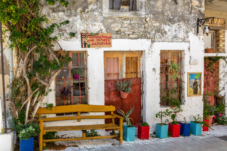 In the aisles of the mountain town of Archanes on the island of Crete, Greece (Text appeals to ecological behavior).のeditorial素材