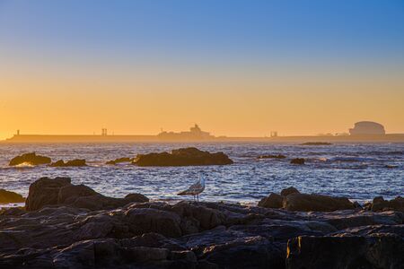 Sunset on the Atlantic coast at Porto, Portugal