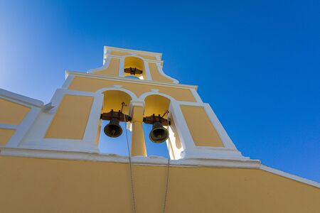 In the streets of Pelekas village on the island of Corfu, Greeceの写真素材