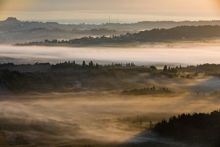 Dawn over of Corfu island in the Ionian Sea, Greeceの写真素材