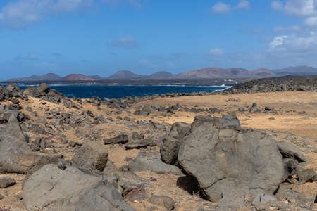 Volcanic island, landscape with beautiful sceneryの写真素材