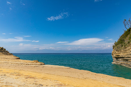 The beach and coastline at Sidari on the island of Corfu, Greece