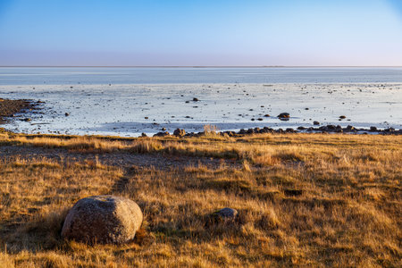 East Iceland coast before sunsetの写真素材