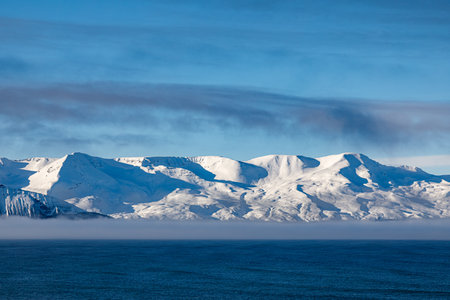 Autumn landscape around Husavik in northern Icelandの写真素材