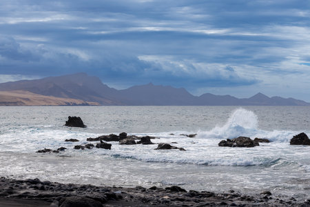 Lava coast of Fuerteventura, Canary Island, Atlantic ocean