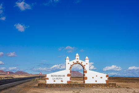 Symbolic gateway to the Oliva district on the island of Fuerteventura, Canary Islands ("Oliva district")の写真素材