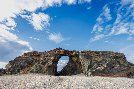 Pena Horadada on the west of the island of Fuerteventura in the Canary Islandsの写真素材