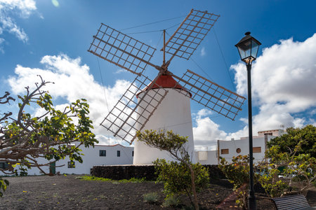 Mill in the town of Teguise on the island of Lanzarote, Canary Islands, Spainの写真素材