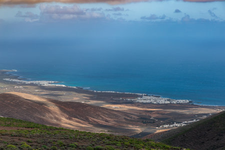 View from Mirador del Rio, Lanzarote, Canary Islands, Spainの写真素材