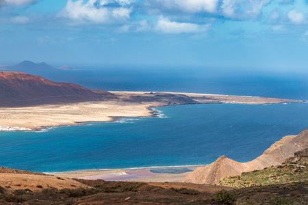 View from Mirador del Rio, Lanzarote, Canary Islands, Spainの写真素材