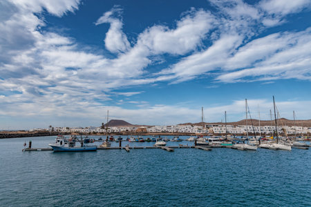 The village of Caleta del Sebo on the island of Graciosa near Lanzarote, Canary Islands, Spainの写真素材