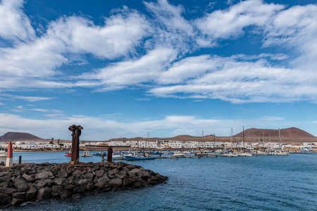 The village of Caleta del Sebo on the island of Graciosa near Lanzarote, Canary Islands, Spainの写真素材