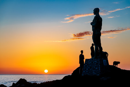 Beautiful sunset in Paul do Mar on the island of Madeira, Portugalの写真素材