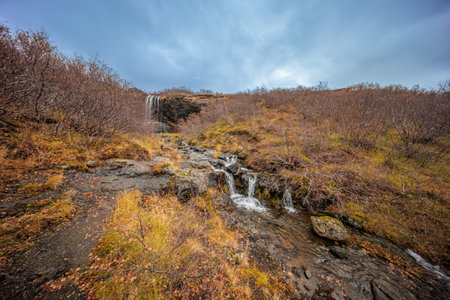 Fossarret hin ingir cascades on the west coast of Iceland, North Atlanticの写真素材