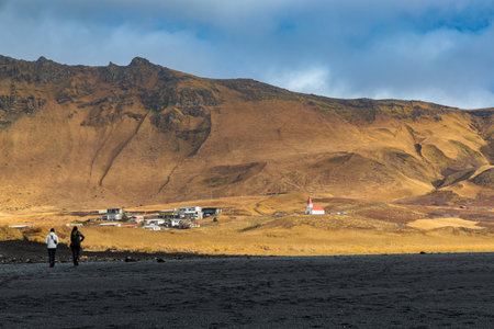 Vikurfjara Black Sand Beach near Vik on the island of Iceland, North Atlantic