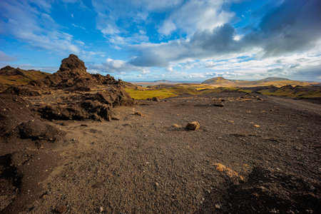 Fascinating autumn Katla Geopark on the island of Iceland, North Atlanticの写真素材