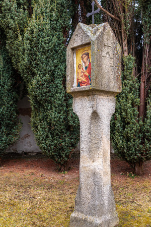 Church of the Three Saints and parish in the village of Kajov in the South Bohemian Region, Czech Republic, Europeの写真素材