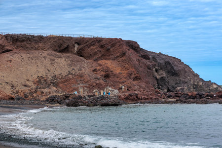 Atlantic coast near the town of El Burrero on Gran Canaria Island, Canary Islands, Spainの写真素材