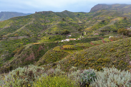 Landscape view from Mirador de La Plata viewpoint, Gran Canaria, Canary Islands, Spainの写真素材