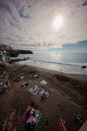 Beach at Puerto de Sardina on Gran Canaria, Canary Islands, Spainの写真素材