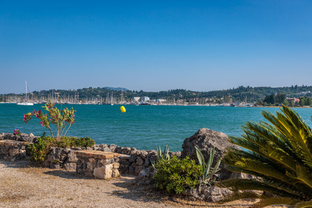At the Orthodox Church of the Hypapante at Gouvia on Corfu Island in the Ionian Sea, Greeceの写真素材