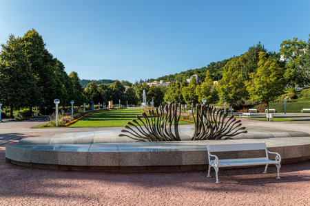 Spa center and colonnade of the famous Marianske Lazne spa, Czech Republic, Europeの写真素材